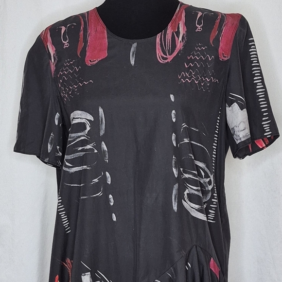 JNBY Short Sleeve Asymmetric Art To Wear 100% Cotton Midi Dress - Size L - Picture 8 of 12